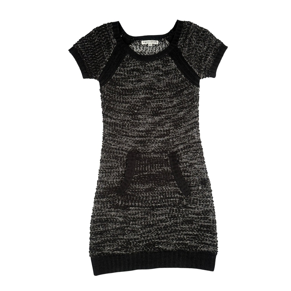 Made For Me To Look Amazing Y2K Knit Tunic Dress Medium Women Black White Marled